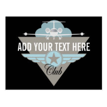 Jet Airplane Wing Club Postcard