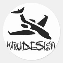 Jet-Plane Round Stickers