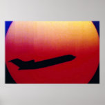 Jet silhouette and large sun posters