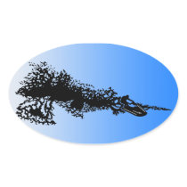 Jet ski on wave oval stickers