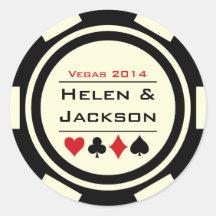 Jeton de poker noir et blanc adhésif rond