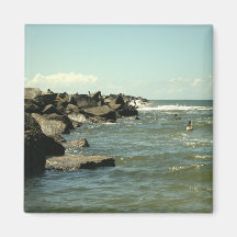 Jetty Rocks Inlet Pelican Sky Ft. Pierce Florida Fridge Magnets