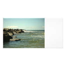 Jetty Rocks Inlet Pelican Sky Ft. Pierce Florida Photo Card Template