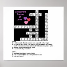 Jeu de mots croisé d'affiche d'amour