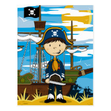 Jeune capitaine Postcard de pirate Carte Postale