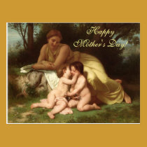 Jeune femme contemplant deux enfants de embrasseme cartes postales