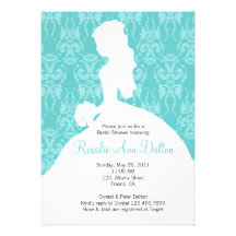 Jeune mariée de damassé - douche nuptiale Invitaio Invitations Personnalisées