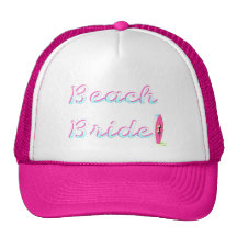 Jeune mariée de plage (planche de surf) casquettes