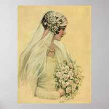 Jeune mariée victorienne vintage en portrait nupti posters