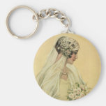 Jeune mariée victorienne vintage en portrait nupti porte-clef