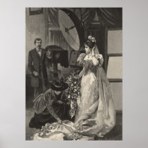 Jeune mariée victorienne vintage, portrait nuptial posters