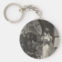 Jeune mariée victorienne vintage, portrait nuptial porte-clés