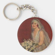 Jeune mariée victorienne vintage posant pour le po porte-clefs