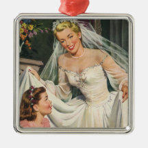 Jeune mariée vintage avec la demoiselle de honneur décoration de noël