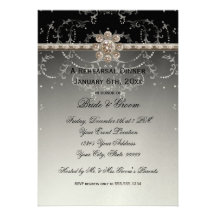 Jewel Look Silver Bling Octagonal Diamond Swirls Personalized Announcements