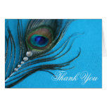 Jewel Peacock Feather Thank You Greeting Card