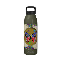 jewel tone butterfly w/ floral reusable water bottles