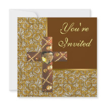Jewelled Christian Cross Party Invitation