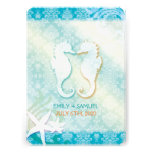 Jewelled Damask + Sea Horse, Starfish Beach Weddin Announcements