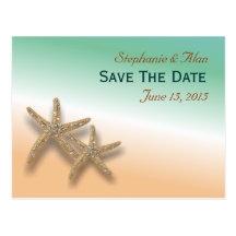 Jewelled Starfish Save The Date Postcard