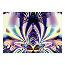 Jewelled Tone Lotus Flower Fractal Custom Invitations