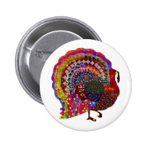 Jewelled Turkey Pinback Buttons
