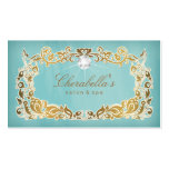 Jewellery Business Card Floral Blue Gold Frame