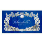 Jewellery Business Card Floral Blue Silver Diamond