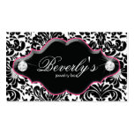 Jewellery Business Card Pink Damask Diamonds