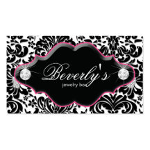 Jewellery Business Card Pink Damask Diamonds