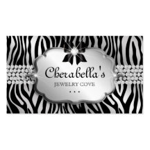 Jewellery Business Card Zebra Silver Bow Heart