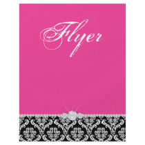 Jewellery Flyer Hair Salon Damask Black Pink Class