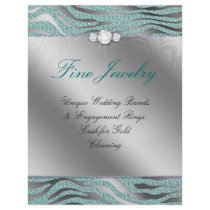 Jewellery Flyer Hair Salon Zebra Sparkle Teal Silv