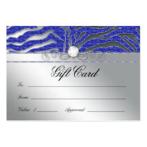 Jewellery Gift Card Luxury Zebra Blue Silver Spark