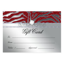 Jewellery Gift Card Luxury Zebra Red Silver Sparkl