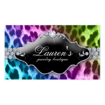 Jewellery Leopard Business Card Purple Blue Lime