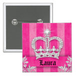 Jewellery Princess Crown Pink Stripes Brooch