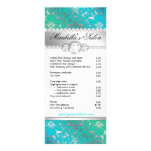 Jewellery Rack Card Floral Damask Blue Green