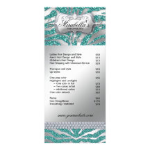 Jewellery Rack Card Zebra Luxury Teal Sparkle Silv