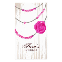 Jewellery Rose Necklace Brown Pink Business Card Template