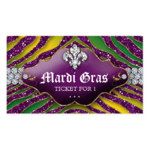Jewellery Zebra Fleur de lis Mardi Gras Party Tick Business Card Template