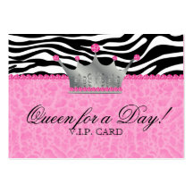 Jewels Crown Zebra leopard Lace Pink VIP Card Business Cards