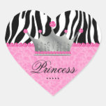 Jewels leopard Princess Crown Lace Pink Heart Heart Stickers