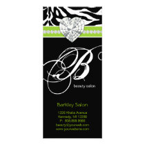 Jewels Zebra Beauty Salon Spa Lime Green Rack Card