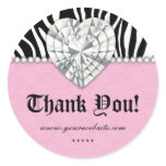 Jewels Zebra Pearl Lace Heart Pink Thank You