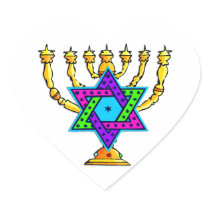 Jewish Candlesticks Heart Stickers