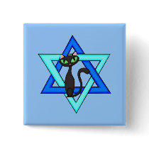 Jewish Cat Stars Pin