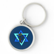 Jewish Cat Stars Keychain