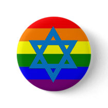 Jewish Gay Pride Flag Pinback Button