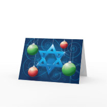 Jewish Star and Christmas Ornament Holiday card